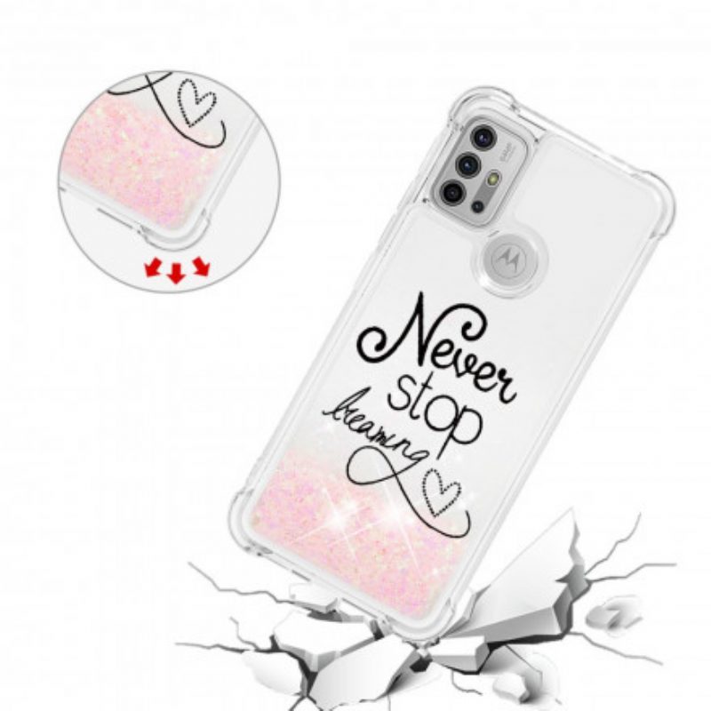 Cover Moto G30 / G10 Non Smettere Mai Di Sognare Glitter