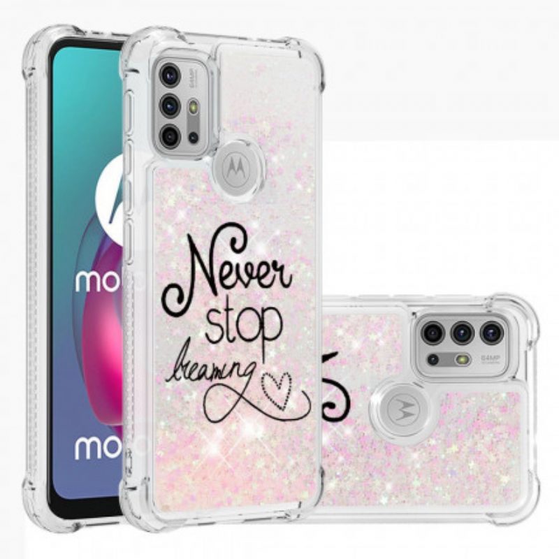 Cover Moto G30 / G10 Non Smettere Mai Di Sognare Glitter