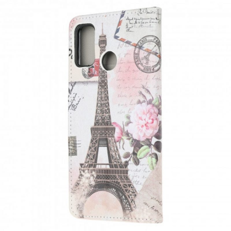 Custodia A Portafoglio Moto G30 / G10 Retrò Torre Eiffel