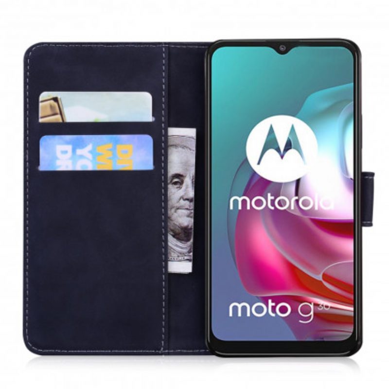 Custodia A Portafoglio Moto G30 / G10 Stile Vintage In Pelle Couture