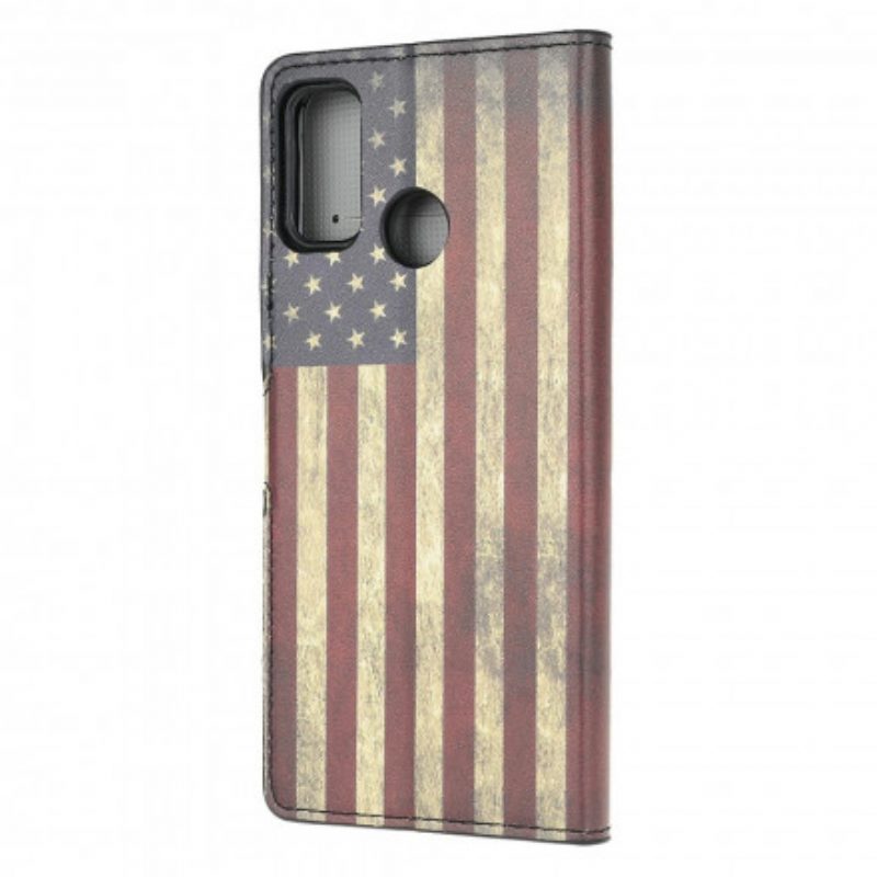 Custodia in pelle Moto G30 / G10 Bandiera Americana