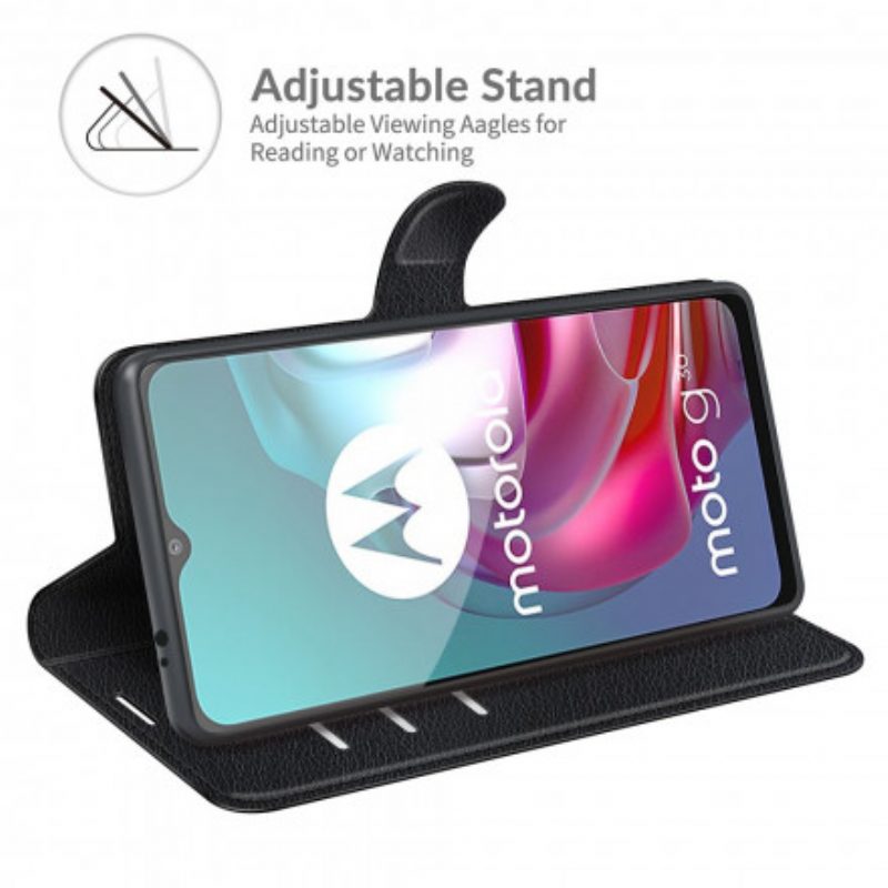 Custodia in pelle Moto G30 / G10 Classico Effetto Litchi