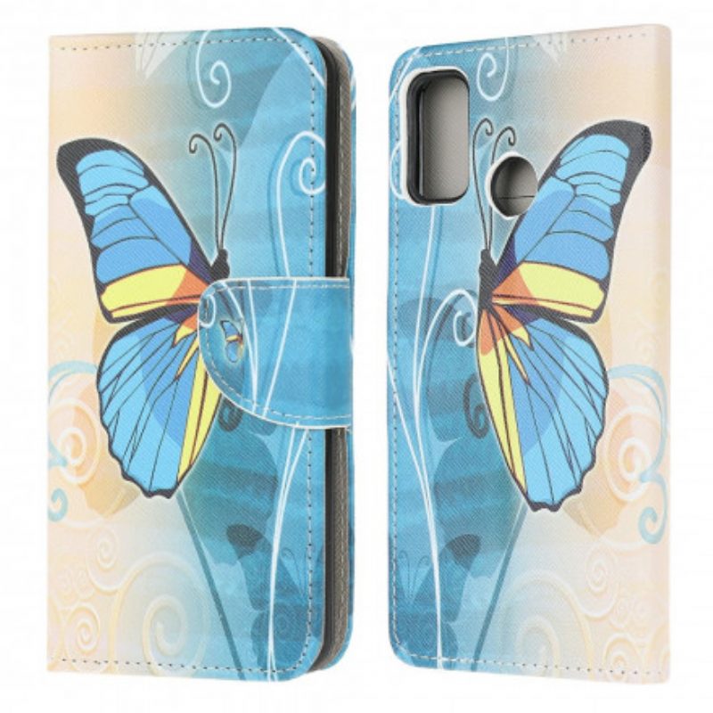 Custodia in pelle Moto G30 / G10 Farfalle
