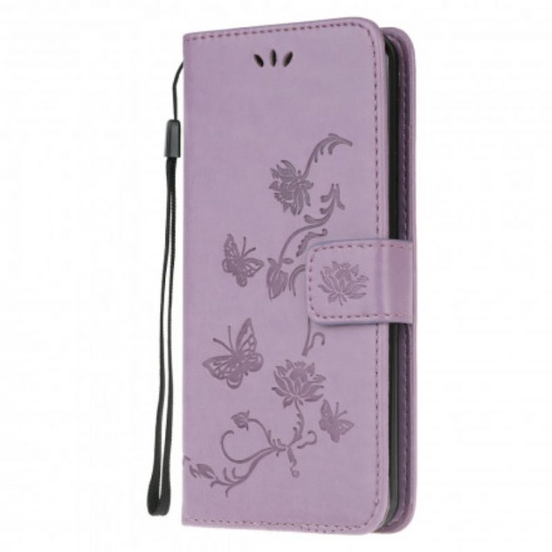 Custodia in pelle Moto G30 / G10 Perizoma Farfalle E Fiori
