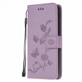 Custodia in pelle Moto G30 / G10 Perizoma Farfalle E Fiori