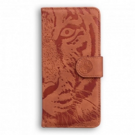 Custodia in pelle Moto G30 / G10 Stampa Faccia Di Tigre