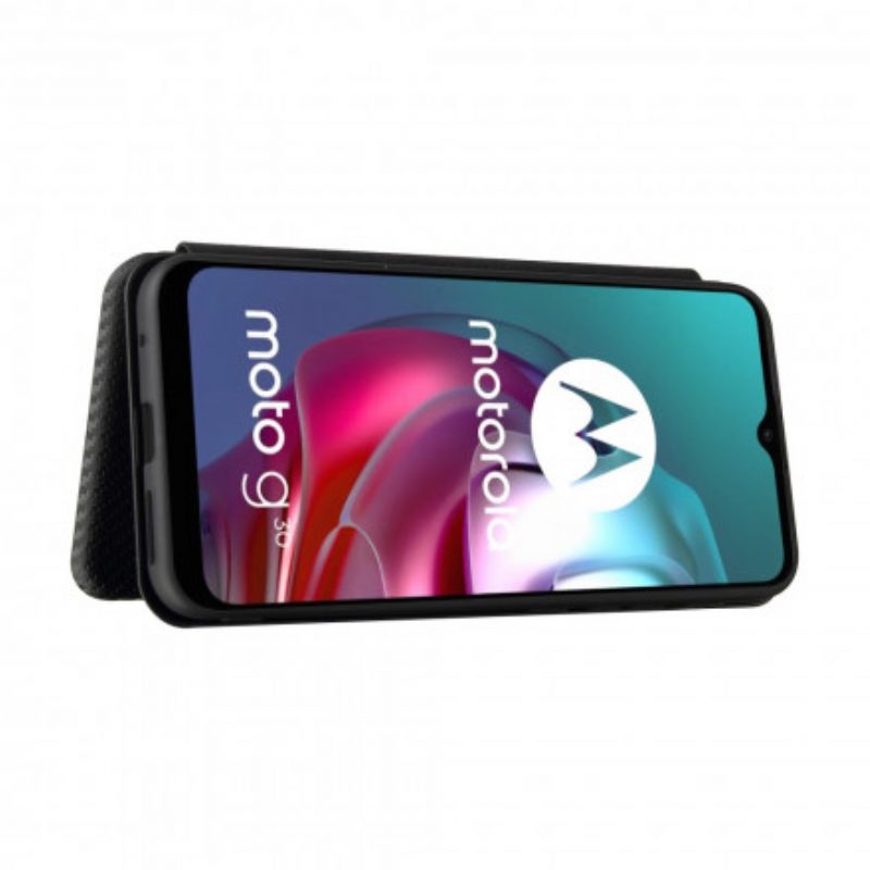 Folio Cover Moto G30 / G10 Custodia in pelle Silicone Colorato Al Carbonio