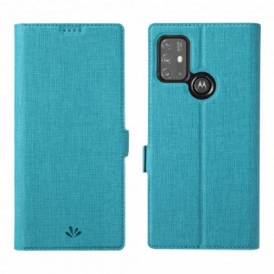 Folio Cover Moto G30 / G10 Custodia in pelle Tessuto Vili Dmk