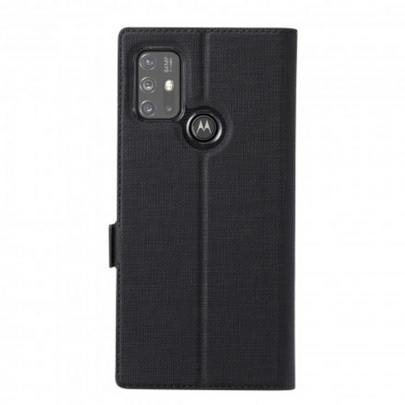 Folio Cover Moto G30 / G10 Custodia in pelle Tessuto Vili Dmk