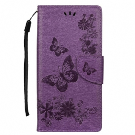 Custodia in pelle Samsung Galaxy Note 10 Plus Farfalle E Cravatte Floreali