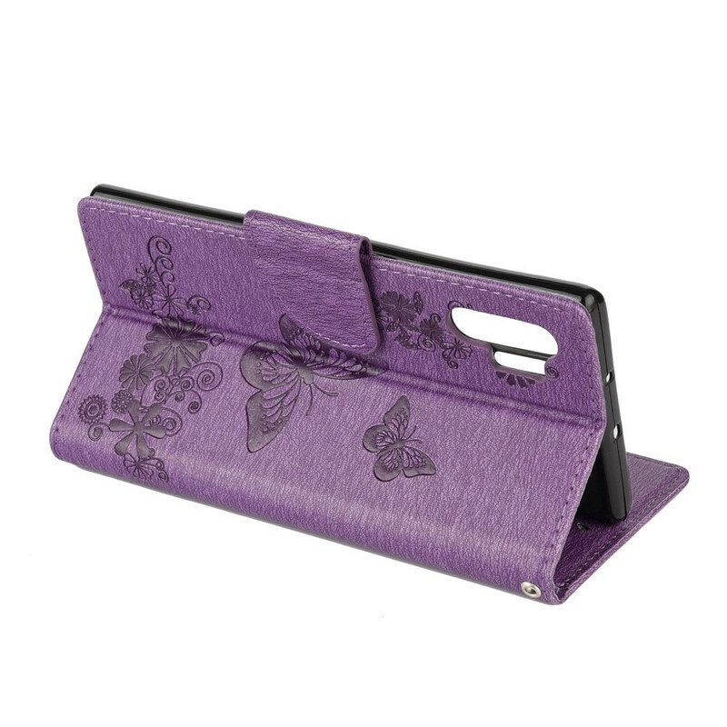 Custodia in pelle Samsung Galaxy Note 10 Plus Farfalle E Cravatte Floreali