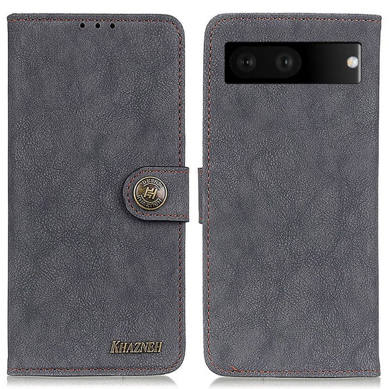 Custodia in pelle Google Pixel 7 Khazneh Crosta Di Cuoio