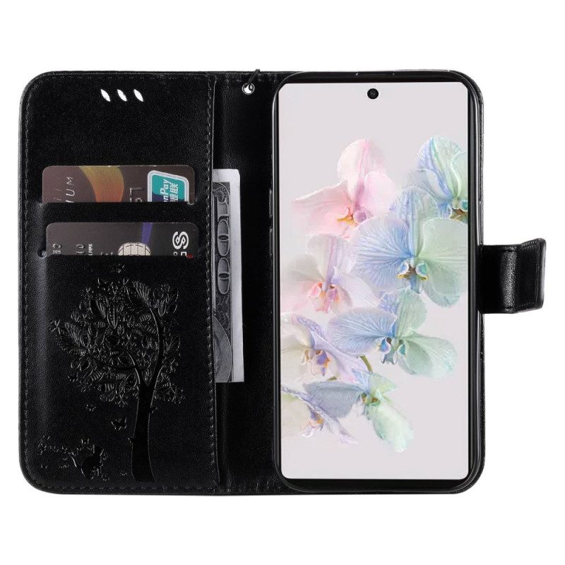 Folio Cover Google Pixel 7 Albero E Gatto Strappy