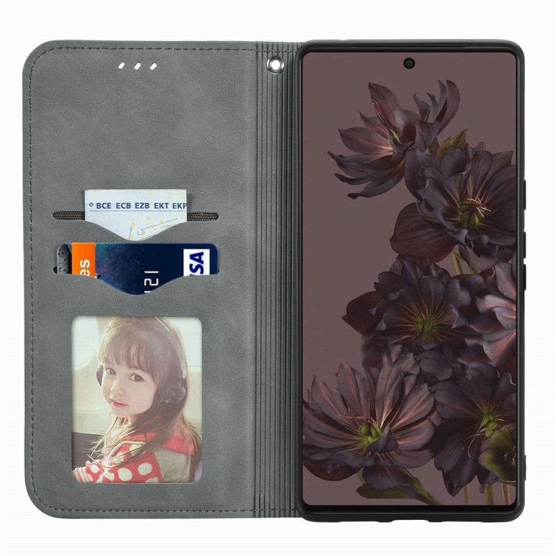 Folio Cover Google Pixel 7 Custodia in pelle Serie D'epoca