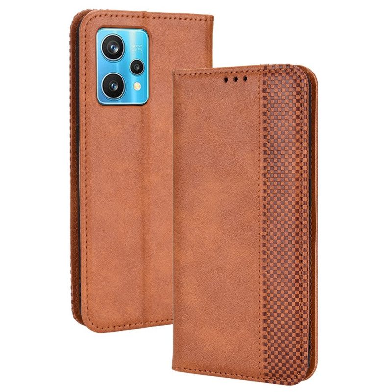 Folio Cover Realme 9 5G Custodia in pelle Effetto Pelle Vintage Stilizzato