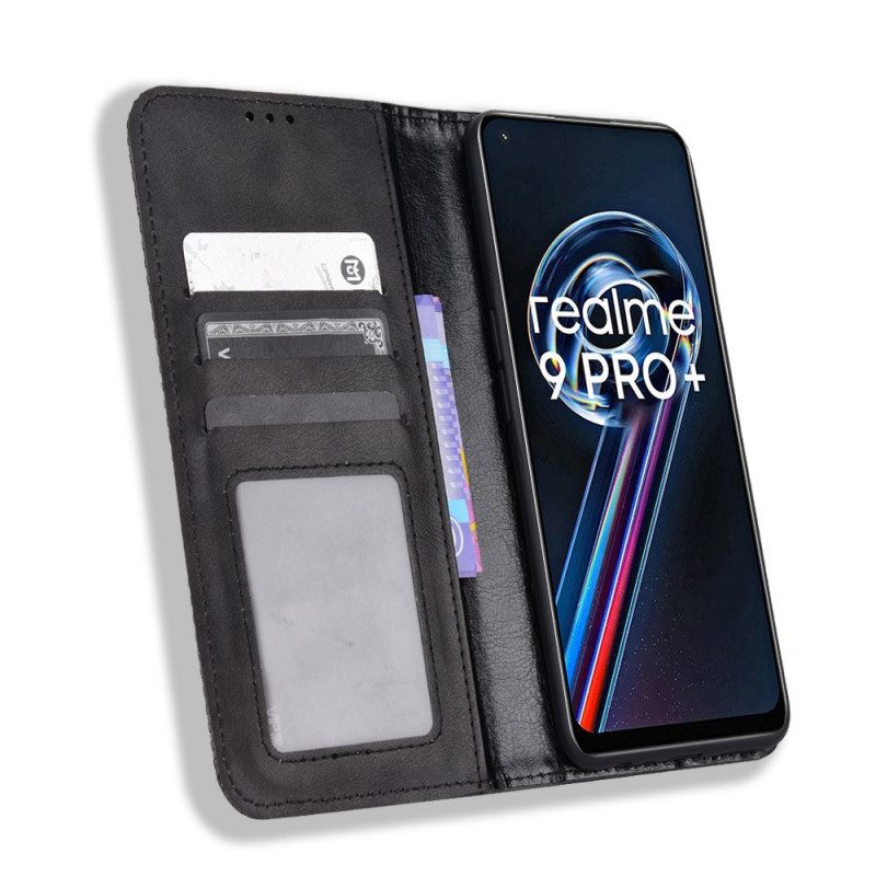 Folio Cover Realme 9 5G Custodia in pelle Effetto Pelle Vintage Stilizzato