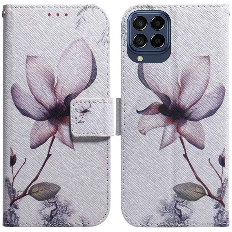 Custodia in pelle Samsung Galaxy M33 5G Fiore Rosa