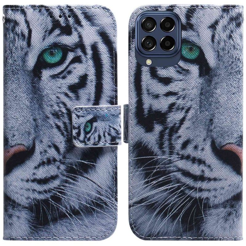 Custodia in pelle Samsung Galaxy M33 5G Tigre Bianca