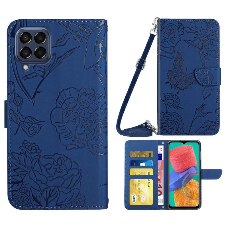 Folio Cover Samsung Galaxy M33 5G Farfalle E Tracolla
