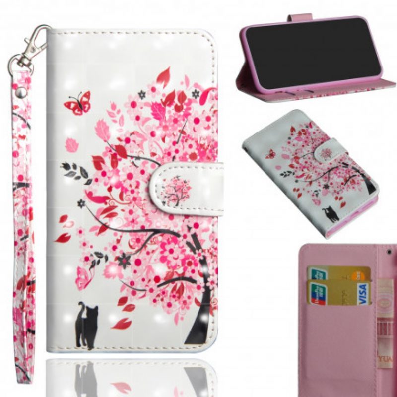 Custodia in pelle Google Pixel 5 Albero Rosa