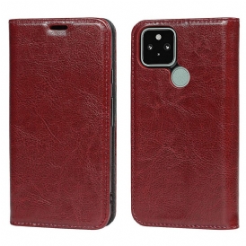 Folio Cover Google Pixel 5 Custodia in pelle Pelle Vera