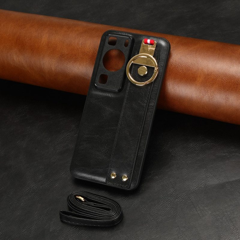 Cover Huawei P60 Pro Con Cinturino E Anello