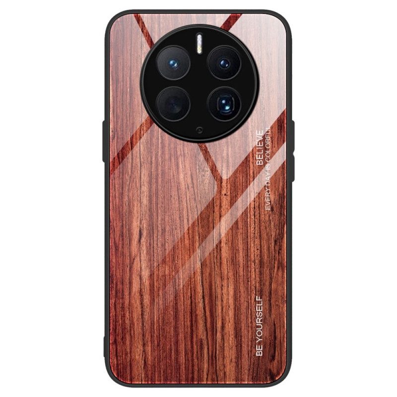 Cover Huawei Mate 50 Pro Design In Legno Vetro Temperato