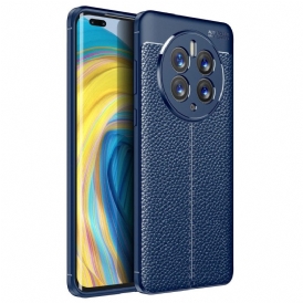 Cover Huawei Mate 50 Pro Doppia Linea Litchi Effetto Pelle