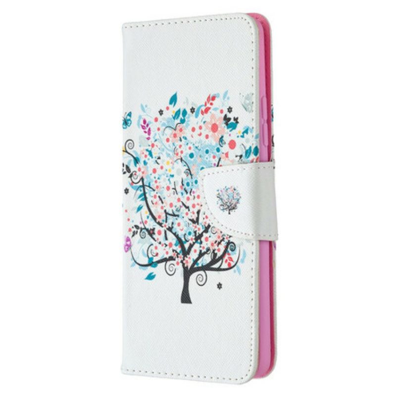 Custodia in pelle Samsung Galaxy A42 5G Albero Fiorito
