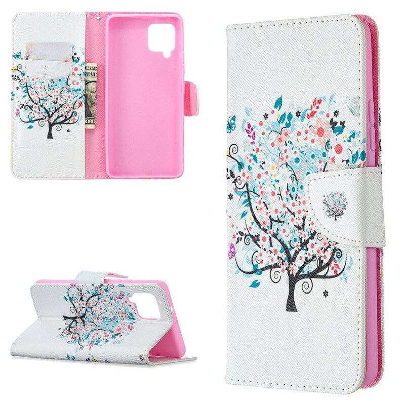 Custodia in pelle Samsung Galaxy A42 5G Albero Fiorito