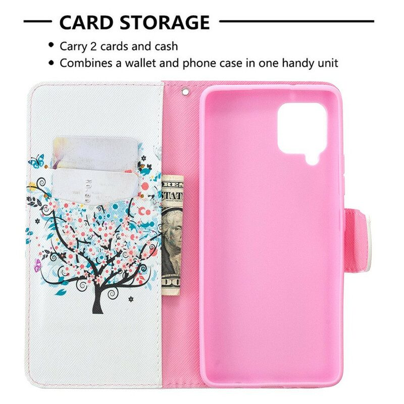 Custodia in pelle Samsung Galaxy A42 5G Albero Fiorito