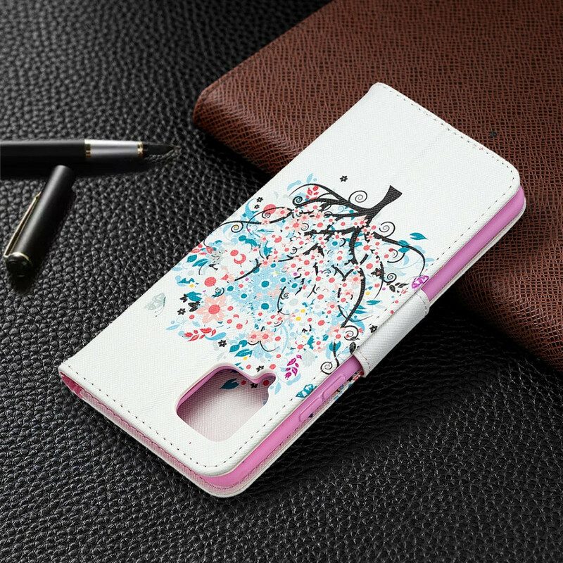 Custodia in pelle Samsung Galaxy A42 5G Albero Fiorito
