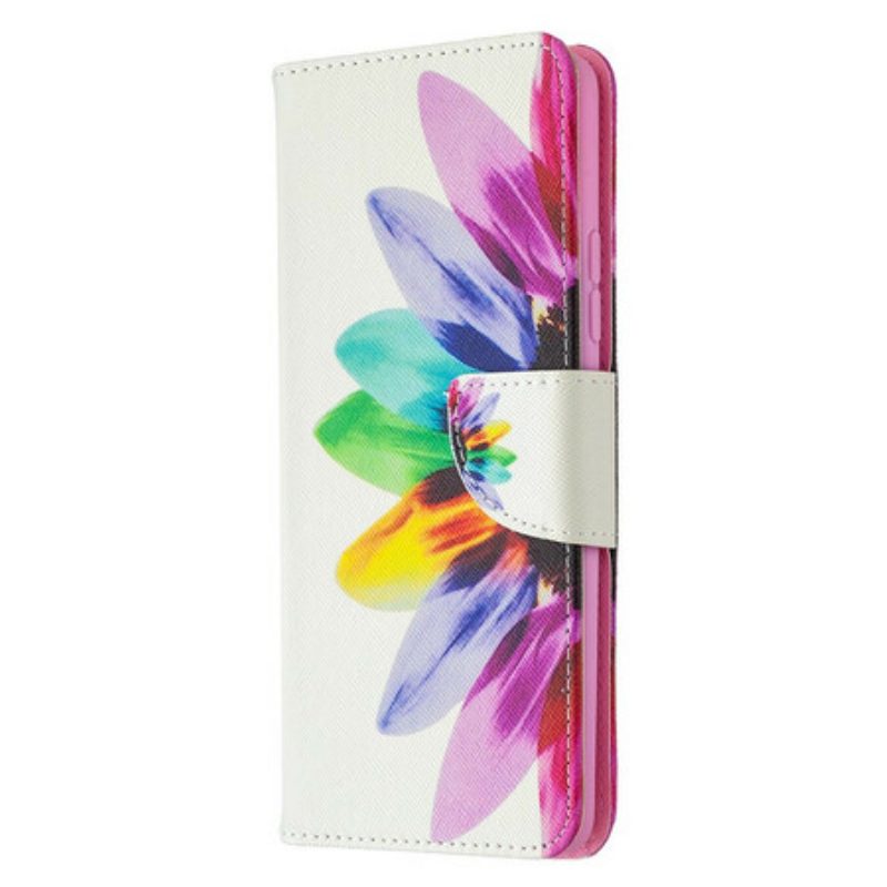 Custodia in pelle Samsung Galaxy A42 5G Fiore Dell'acquerello