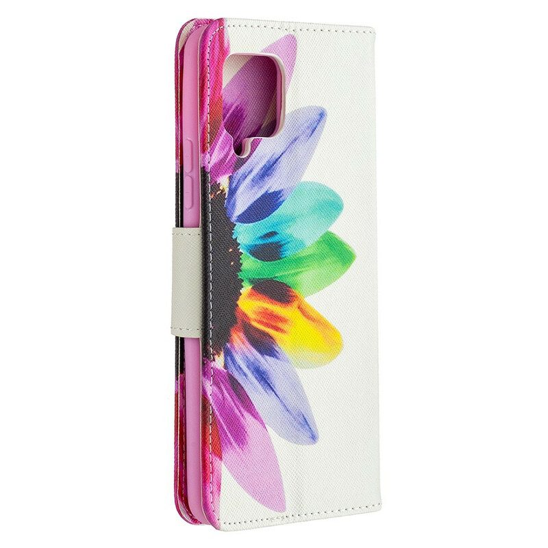 Custodia in pelle Samsung Galaxy A42 5G Fiore Dell'acquerello