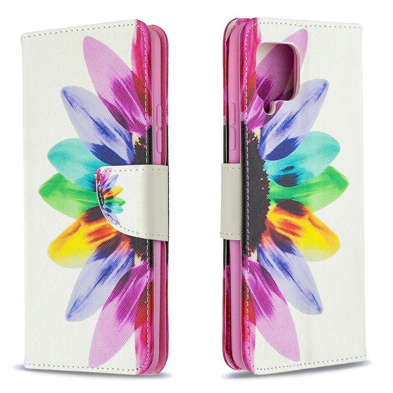 Custodia in pelle Samsung Galaxy A42 5G Fiore Dell'acquerello