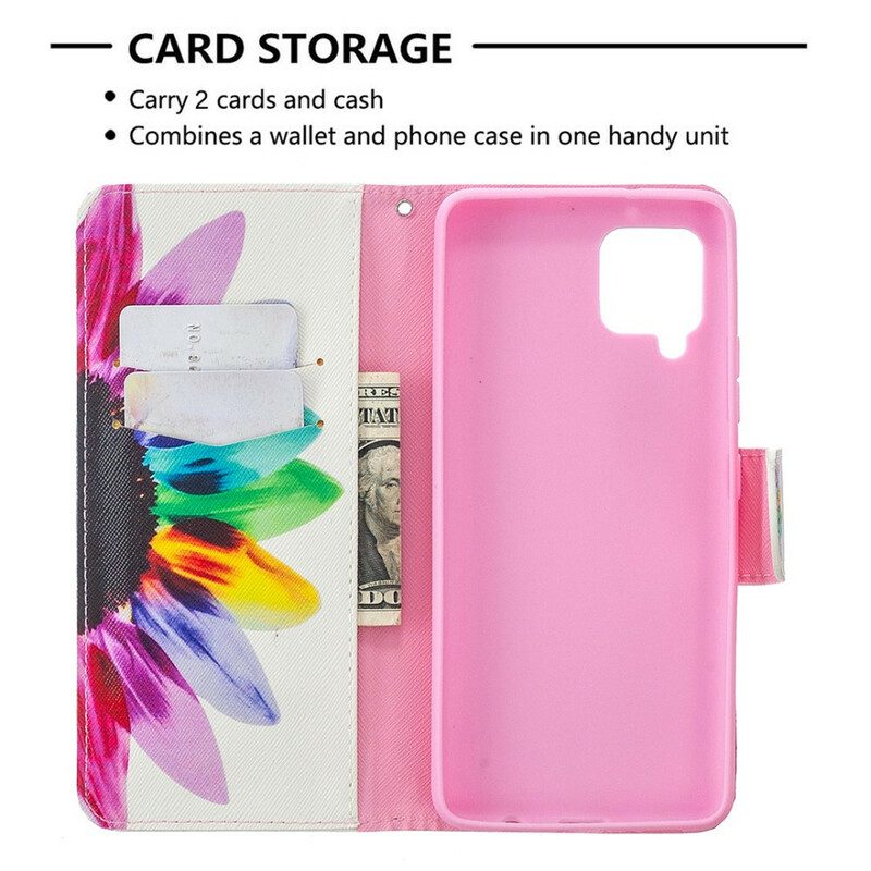 Custodia in pelle Samsung Galaxy A42 5G Fiore Dell'acquerello