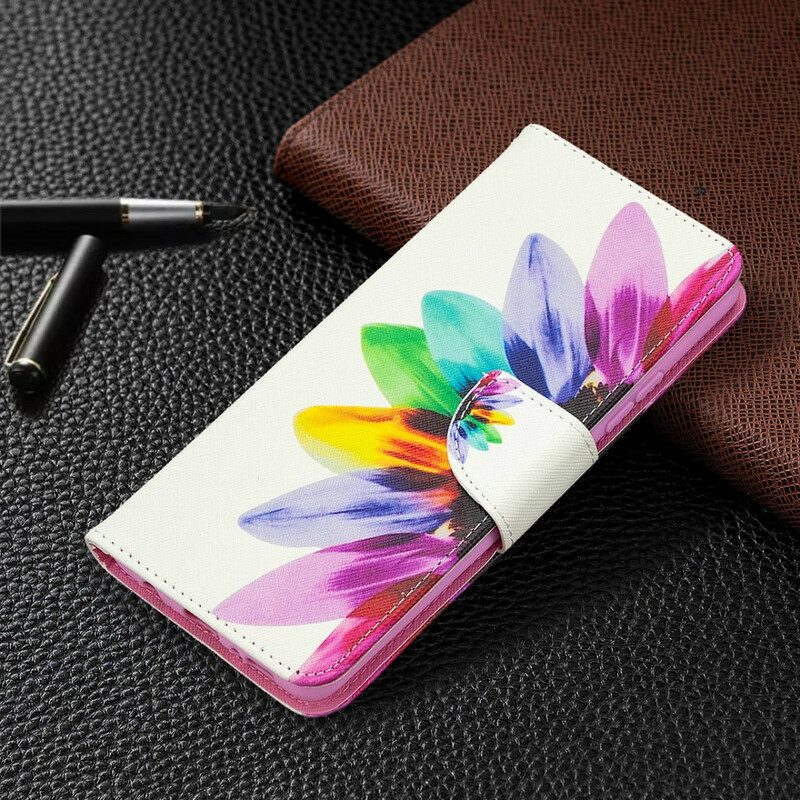 Custodia in pelle Samsung Galaxy A42 5G Fiore Dell'acquerello