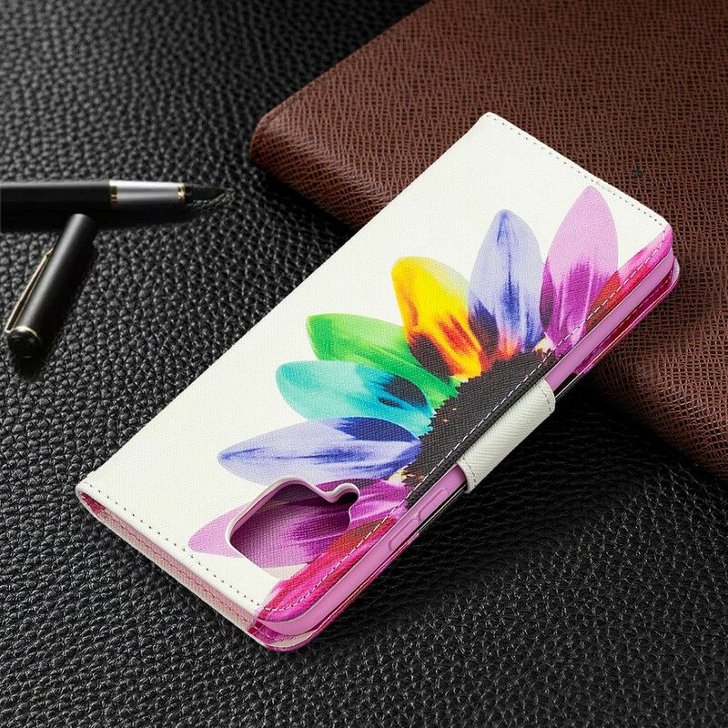 Custodia in pelle Samsung Galaxy A42 5G Fiore Dell'acquerello