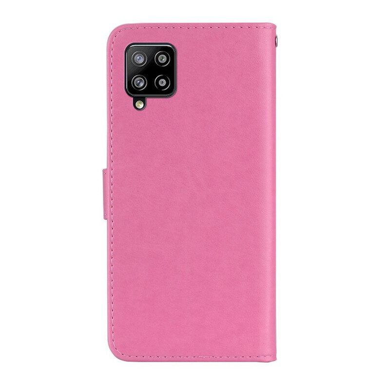 Custodia in pelle Samsung Galaxy A42 5G Gufo Mandala E Cordino