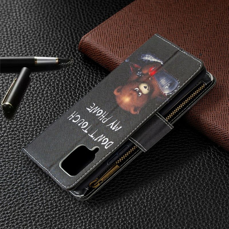 Custodia in pelle Samsung Galaxy A42 5G Orsetto Tascabile Con Cerniera