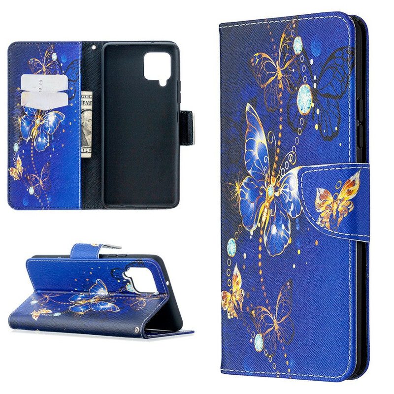 Custodia in pelle Samsung Galaxy A42 5G Re Farfalle