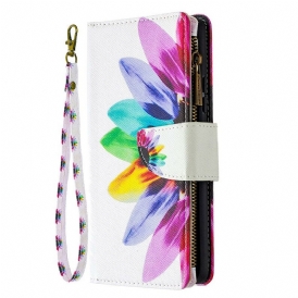 Custodia in pelle Samsung Galaxy A42 5G Tasca Con Zip A Fiore