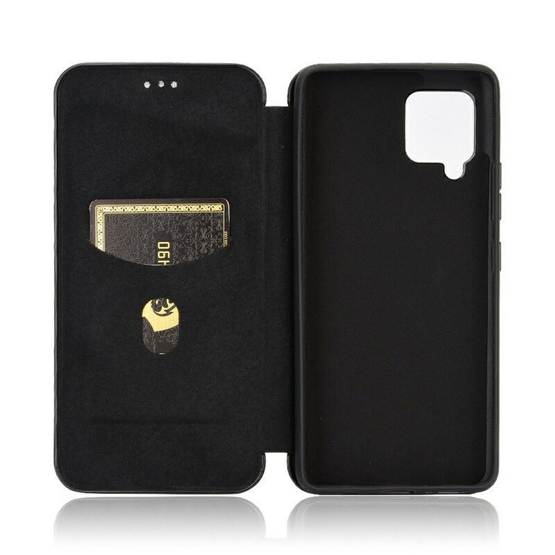 Folio Cover Samsung Galaxy A42 5G Custodia in pelle Fibra Di Carbonio