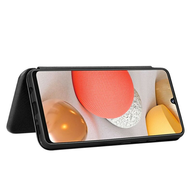Folio Cover Samsung Galaxy A42 5G Custodia in pelle Fibra Di Carbonio