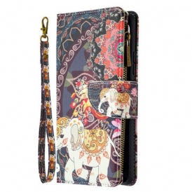 Folio Cover Samsung Galaxy A42 5G Tasca Con Zip A Forma Di Elefante