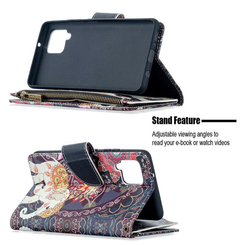 Folio Cover Samsung Galaxy A42 5G Tasca Con Zip A Forma Di Elefante