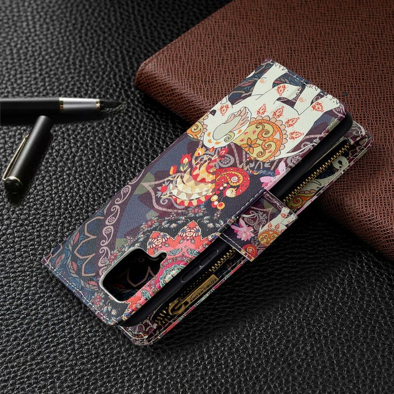Folio Cover Samsung Galaxy A42 5G Tasca Con Zip A Forma Di Elefante