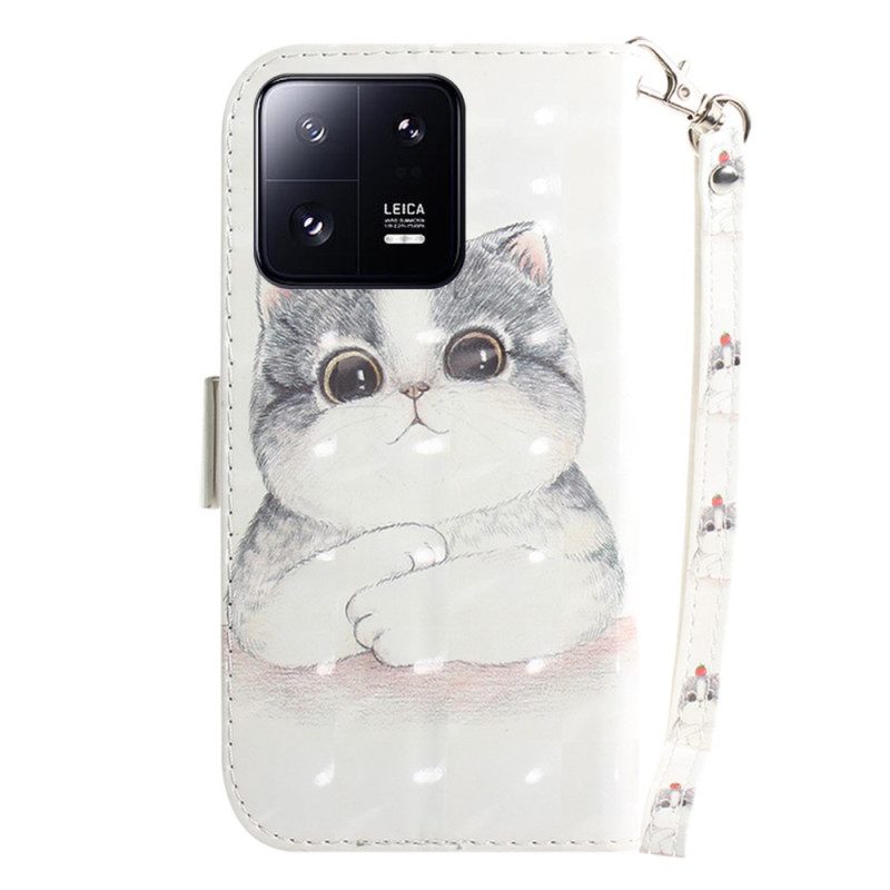 Custodia A Portafoglio Xiaomi 13 Pro Gatto Grafico Perizoma