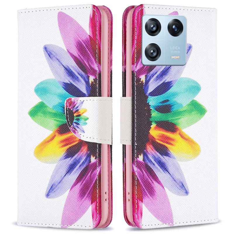 Custodia in pelle Xiaomi 13 Pro Fiore Dell'acquerello