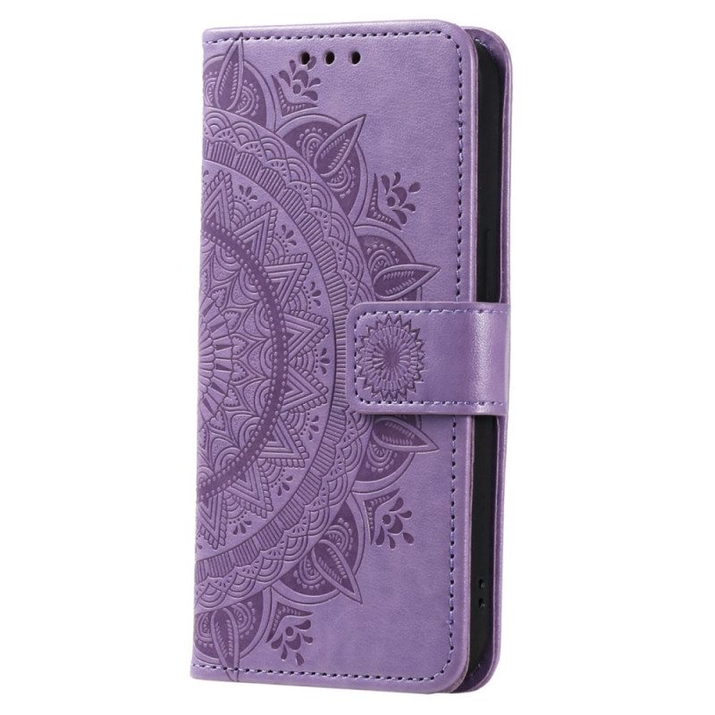 Custodia in pelle Xiaomi 13 Pro Mandala Sole Con Cordino